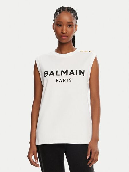 Balmain Top CF1ED001BB02 Biały Relaxed Fit. Białe topy Balmain, m, bez wzorów, z bawełny, bez kołnierzyka, bez ramiączek. Za 1,449.99 zł.