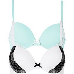 Biustonosz usztywniany (2 szt.) bonprix miętowo-ecru + ecru-czarny. Biustonosze bonprix. Za 59.98 zł.