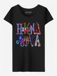 WOOOP Koszulka "Hakuna Matata" w kolorze czarnym rozmiar: XL. Czarne bluzki Wooop, xl, bez wzorów, z bawełny, bez kołnierzyka, bez ramiączek. Za 57.20 zł.