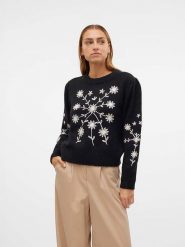 Vero Moda Sweter "Gaia" w kolorze kremowo-czarnym rozmiar: S. Brązowe swetry Vero Moda, s, bez wzorów, ze splotem, bez ramiączek. Za 101.23 zł.