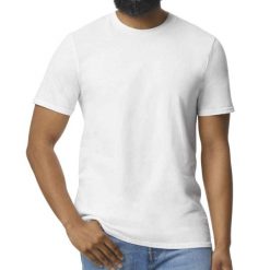Koszulka Softstyle EZ Unisex Dla Dorosłych. Białe bluzki GILDAN, xl, bez wzorów, sportowe, bez kołnierzyka, bez ramiączek. Za 37.99 zł.