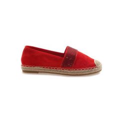 Czerwone espadryle 6548. Czerwone espadryle ButyModne, bez wzorów, bez obcasa, bez zapięcia. Za 65.39 zł.