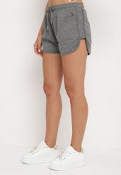 Ciemnoszare Dresowe Szorty z Bawełną High Waist Floratess. Szare szorty Born2be, bez wzorów, z bawełny, biznesowe, z podwyższonym stanem. Za 29.99 zł.