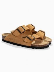 BACKSUN Klapki "Bali" w kolorze jasnobrązowym rozmiar: 36. Brązowe klapki Backsun, bez wzorów, z materiału, z otwartym noskiem, bez obcasa. Za 130.99 zł.