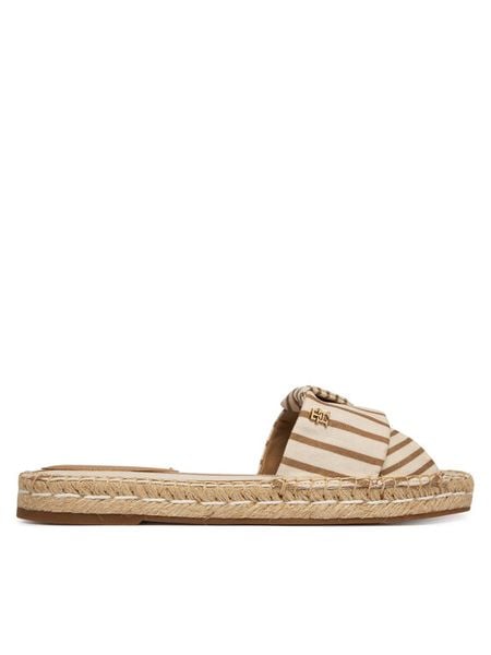 Tommy Hilfiger Klapki Canvas FW0FW09140 Beżowy. Brązowe klapki TOMMY HILFIGER, bez wzorów, z materiału, bez obcasa. Za 359.99 zł.
