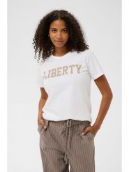 Kaffe Koszulka w kolorze białym rozmiar: XS. Białe bluzki Kaffe, xs, bez wzorów, z bawełny, bez kołnierzyka, bez ramiączek. Za 86.99 zł.