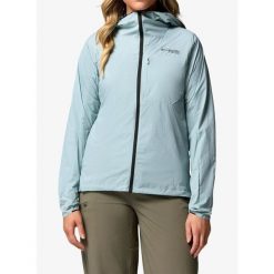 Kurtka wiatrówka damska Columbia Khyex Pro Wind Jacket. Niebieskie kurtki sportowe Columbia, bez wzorów, z softshellu, bez kaptura, trekkingowe. Za 478.49 zł.