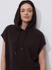 Bluza bez rękawów - ciemnobrązowy. Brązowe bluzy sportowe Reserved, l, bez wzorów, z dzianiny, bez kaptura. Za 129.99 zł.