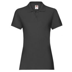 Damska Koszulka Polo Premium Plain. Czarne koszulki polo FRUIT OF THE LOOM, l, bez wzorów, bez kołnierzyka, bez ramiączek. Za 65.99 zł.