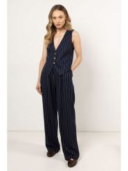 Awama Spodnie - Loose fit - w kolorze granatowym rozmiar: L. Niebieskie spodnie materiałowe Awama, l, bez wzorów, z materiału. Za 174.99 zł.