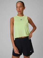 4F Top do biegania szybkoschnący damski - zielony XS. Zielone koszulki sportowe 4f, bez wzorów, z materiału, bez ramiączek, do biegania. Za 99.99 zł.