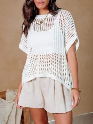 Milan Kiss Sweter w kolorze białym rozmiar: XL. Białe swetry Milan Kiss, xl, bez wzorów, bez ramiączek. Za 112.45 zł.