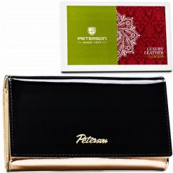 Portfel damski Peterson PTN 1N-466 czarny. Czarne portfele Peterson, bez wzorów, z lakierowanej skóry. Za 123.49 zł.