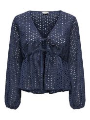 JDY Bluzka w kolorze granatowym rozmiar: L. Niebieskie bluzki JDY, l, bez wzorów, z bawełny, bez kołnierzyka, bez ramiączek. Za 78.84 zł.