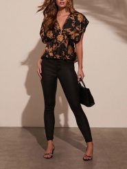 Milan Kiss Top w kolorze czarno-jasnobrązowym rozmiar: M. Brązowe topy Milan Kiss, m, bez wzorów, bez kołnierzyka, bez ramiączek. Za 143.56 zł.