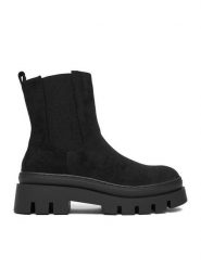 DeeZee Botki HX21069-1A Czarny. Czarne botki DeeZee, bez wzorów, z materiału, bez obcasa, na płaskiej podeszwie, bez zapięcia. Za 199.99 zł.