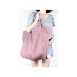 Big Lazy bag różowa bardzo duża torba z grubej bawełny na zamek. Czerwone torebki klasyczne Hairoo, bez wzorów, z bawełny, duże, bez dodatków. Za 205.00 zł.