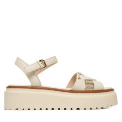 Sandały Liu Jo. Białe sandały Liu Jo, bez wzorów, bez obcasa, na koturnie, bez zapięcia. Za 559.99 zł.