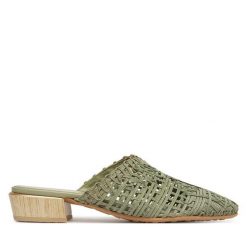 Klapki Hispanitas. Zielone klapki Hispanitas, bez wzorów, bez obcasa. Za 549.99 zł.