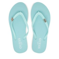 Japonki Guess. Niebieskie klapki Guess, z aplikacjami, bez obcasa. Za 179.99 zł.