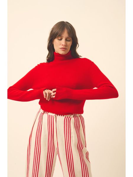 Just Cashmere Kaszmirowy golf "Lexie" w kolorze czerwonym rozmiar: L. Czerwone golfy Just Cashmere, l, bez wzorów, z kaszmiru, bez ramiączek. Za 292.89 zł.