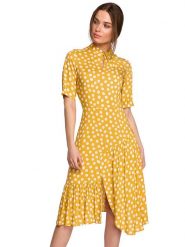 Stylove Sukienka w kolorze żółtym ze wzorem rozmiar: S. Żółte sukienki Stylove, s, bez wzorów, z wiskozy, bez kołnierzyka, bez ramiączek, midi. Za 211.31 zł.