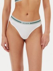Lacoste Stringi 8F5147 Biały. Białe stringi Lacoste, bez wzorów, z bawełny. Za 69.99 zł.