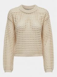 JDY Sweter Ronda 15317229 Beżowy Regular Fit. Brązowe swetry JDY, s, bez wzorów, z syntetyku, bez ramiączek. Za 69.99 zł.