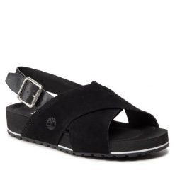 Sandały Timberland. Czarne sandały Timberland, bez wzorów, bez obcasa, na płaskiej podeszwie, bez zapięcia. Za 429.99 zł.