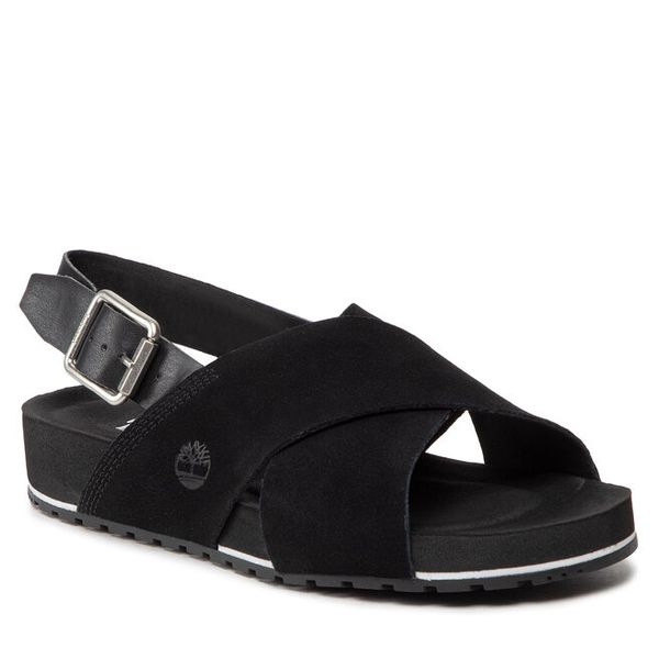 Sandały Timberland. Czarne sandały Timberland, bez wzorów, bez obcasa, na płaskiej podeszwie, bez zapięcia. Za 429.99 zł.