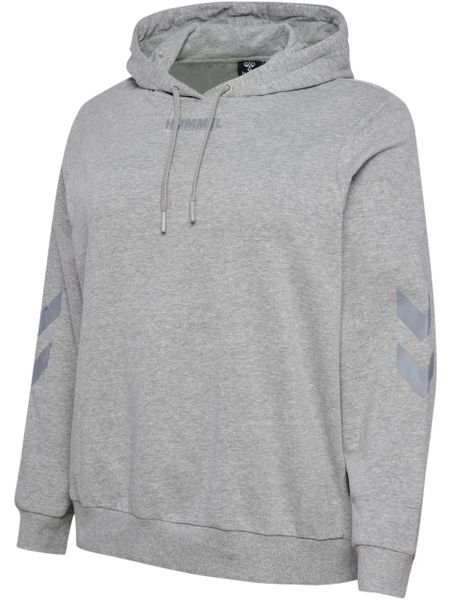 Damska bluza z kapturem Hummel Legacy Plus. Szare bluzy Hummel, plus size, bez wzorów, z bawełny, z kapturem. Za 198.00 zł.