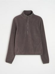 Polarowa bluza half-zip ze stójką - szary. Szare bluzy Sinsay, l, bez wzorów, z polaru, bez kaptura. Za 39.99 zł.