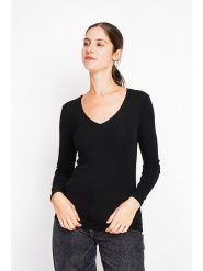 ASSUILI Koszulka w kolorze czarnym rozmiar: 42. Czarne bluzki Assuili, bez wzorów, z bawełny, klasyczne, bez kołnierzyka, bez ramiączek. Za 78.99 zł.