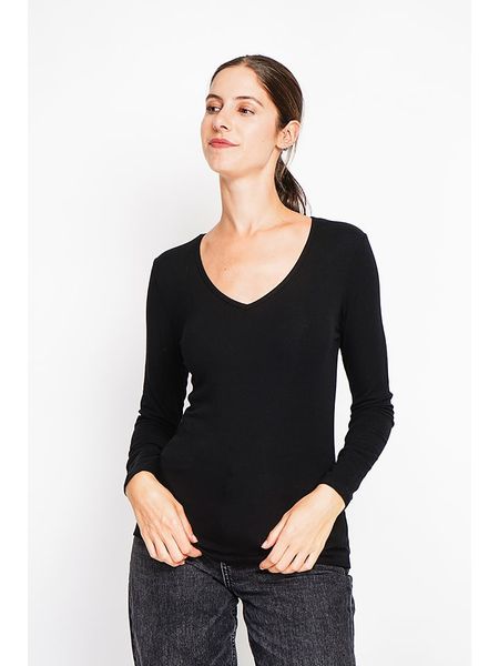 ASSUILI Koszulka w kolorze czarnym rozmiar: 40. Czarne bluzki Assuili, bez wzorów, z bawełny, klasyczne, bez kołnierzyka, bez ramiączek. Za 78.99 zł.