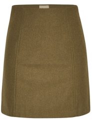MOSS COPENHAGEN Spódnica "Isabelle" w kolorze khaki rozmiar: XS. Brązowe spódnice Moss Copenhagen, na co dzień, xs, bez wzorów, z wełny, mini, proste. Za 169.95 zł.