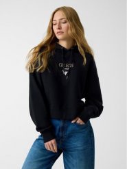 Guess Jeans Bluza 180725 Czarny Classic Fit. Czarne bluzy Guess Jeans, xxl, z aplikacjami, z jeansu, bez kaptura. Za 349.99 zł.
