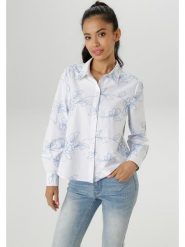 Aniston Bluzka w kolorze biało-błękitnym rozmiar: 40. Białe bluzki Aniston, bez wzorów, bez kołnierzyka, bez ramiączek. Za 65.54 zł.