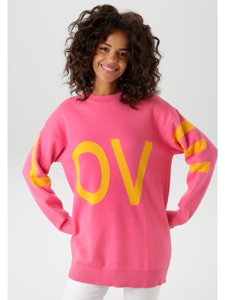 Aniston Sweter w kolorze różowo-żółtym rozmiar: 48. Różowe swetry Aniston, bez wzorów, z bawełny, bez ramiączek. Za 68.95 zł.