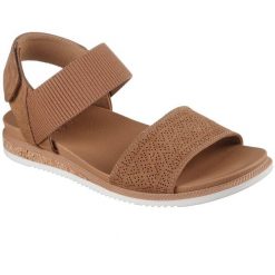 Sandały damskie Skechers Desert Kiss Low top Look. Brązowe sandały Skechers, bez wzorów, z materiału, bez obcasa, bez zapięcia. Za 290.00 zł.