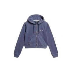 Damska bluza z kapturem zapinana na zamek Superdry Essential. Niebieskie bluzy Superdry, bez wzorów, z kapturem. Za 332.10 zł.