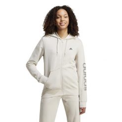Bluza na zamek damska ADIDAS Gym & Pilates. Brązowe bluzy Adidas, s, bez wzorów, z bawełny, bez kaptura. W wyprzedaży za 149.99 zł.