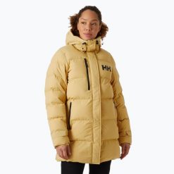 Płaszcz puchowy damski Helly Hansen Adore Puffy Parka. Brązowe parki Helly Hansen, na zimę, z puchu, bez kaptura. W wyprzedaży za 986.35 zł.