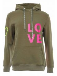 Zwillingsherz Bluza "Love" w kolorze khaki rozmiar: L/XL. Brązowe bluzy Zwillingsherz, l, bez wzorów, z bawełny, z kapturem. Za 226.45 zł.