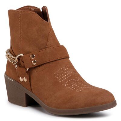 Jenny Fairy WSA20242-02 Camel. Brązowe botki Jenny Fairy, bez wzorów, z materiału, bez obcasa, bez zapięcia. Za 139.99 zł.