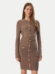 Marciano Guess Sukienka dzianinowa 5BGK43 5893Z Brązowy Regular Fit. Brązowe sukienki Marciano Guess, z aplikacjami, z dzianiny, bez kołnierzyka, bez ramiączek. Za 1,289.00 zł.