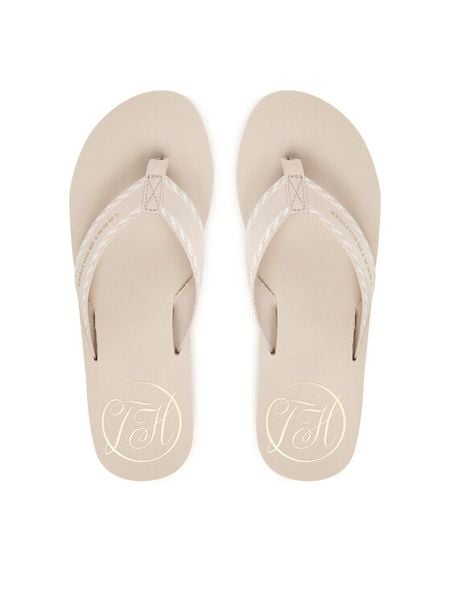 Tommy Hilfiger Japonki Webbing Beach Sandal FW0FW09038 Écru. Klapki TOMMY HILFIGER, bez wzorów, z materiału, bez obcasa. Za 169.99 zł.