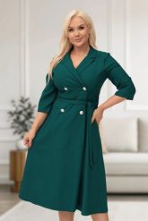 Elegancka żakietowa sukienka Marietta w kolorze butelkowej zieleni XXL OVERSIZE WIOSNA. Zielone sukienki Moda Size Plus Iwanek, do pracy, na wiosnę, l, bez wzorów, z elastanu, biznesowe, bez kołnierzyka, bez ramiączek, mini, oversize. Za 325.00 zł.