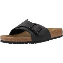 Klapki damskie Birkenstock Catalina. Czarne klapki Birkenstock, bez wzorów, z materiału, bez obcasa. Za 515.00 zł.