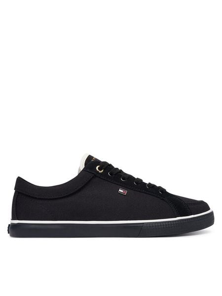 Tommy Hilfiger Tenisówki Th Low FW0FW09390 Czarny. Czarne trampki TOMMY HILFIGER, bez wzorów, z materiału, bez zapięcia. Za 329.99 zł.