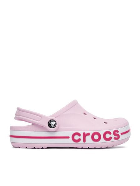 Crocs Klapki Bayaband Clog 205089-6TG Różowy jasny. Czerwone klapki Crocs, bez wzorów, z tworzywa sztucznego, bez obcasa. Za 229.99 zł.